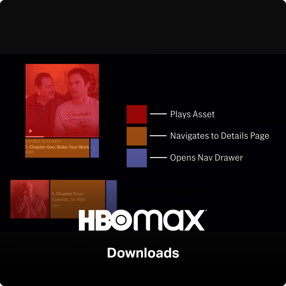 HBO Max downloads feature interface design