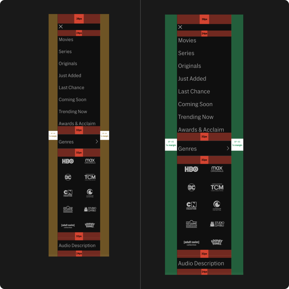 HBO Max responsive navigation redesign