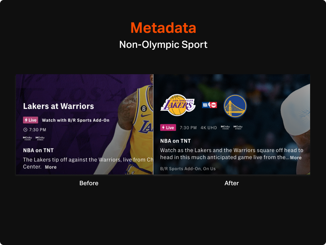 Event page metadata after redesign
