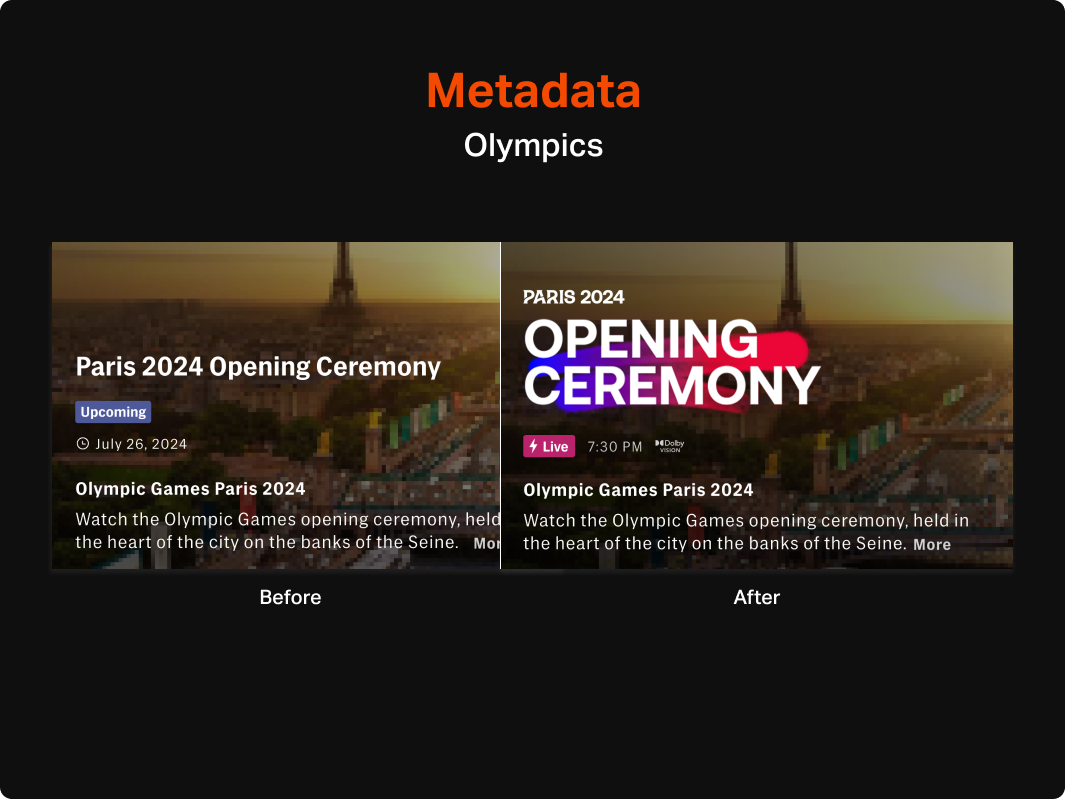 Event page metadata before redesign