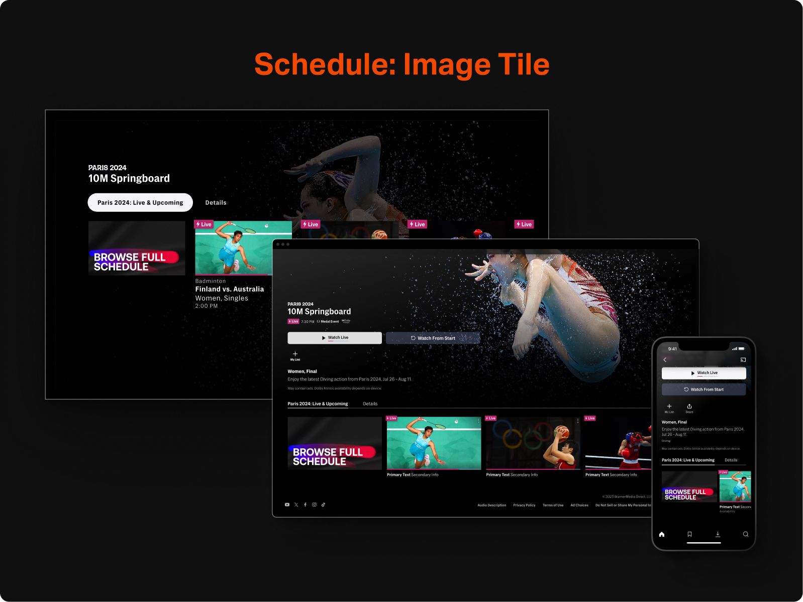 Approach A: Image tile link to schedule