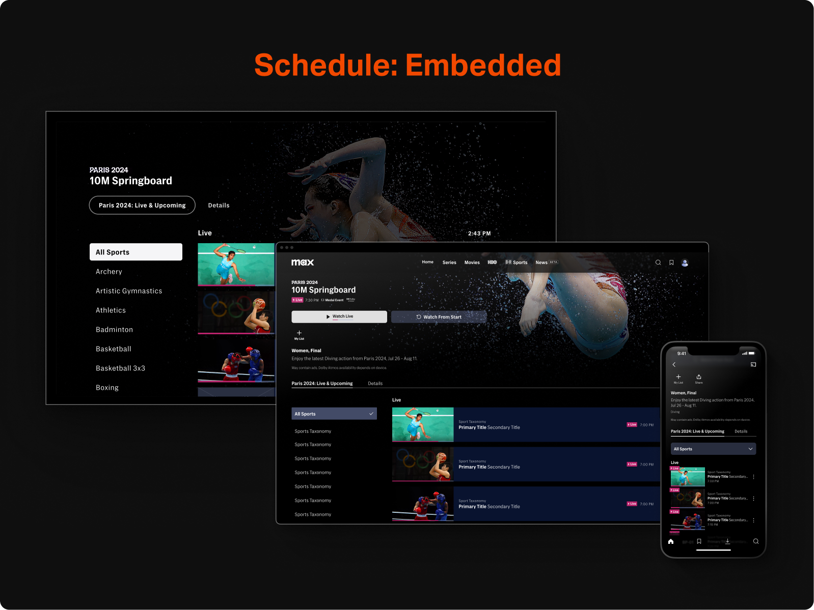 Approach B: Embedded schedule within detail page