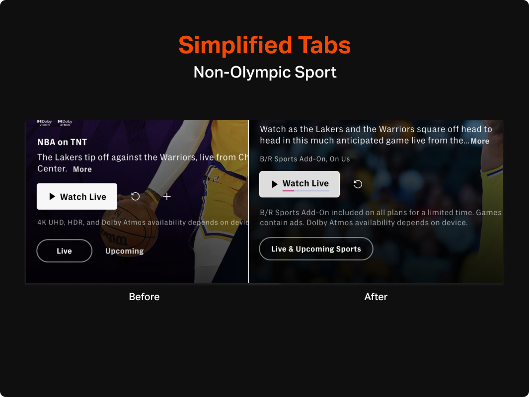 Simplified tab structure after redesign