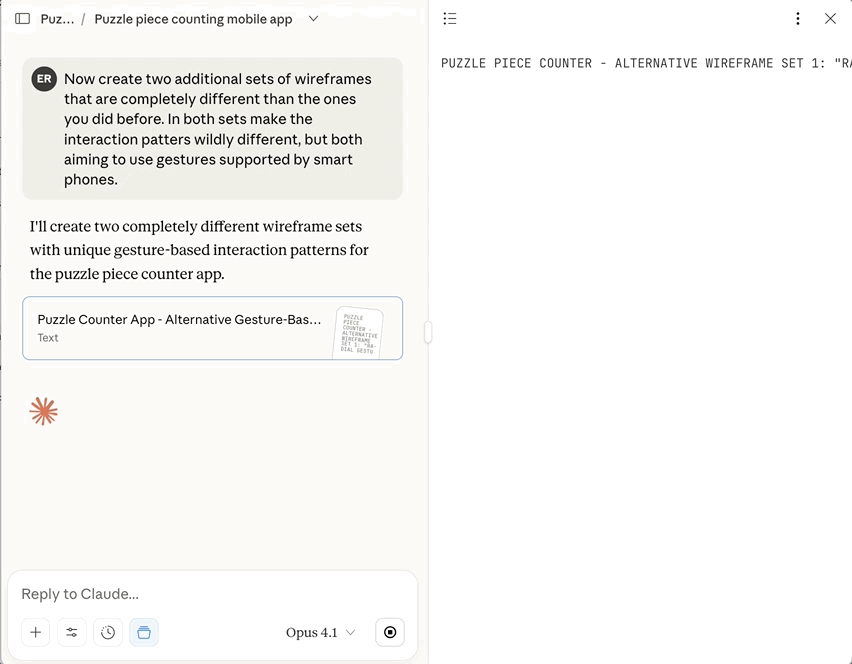Wireframe exploration for the Puzzle Counter app